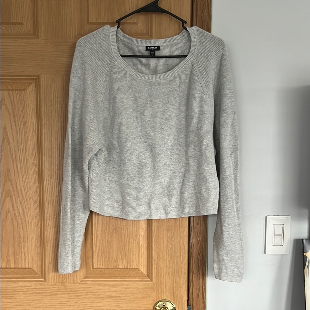 Gray Cropped Express Sweater